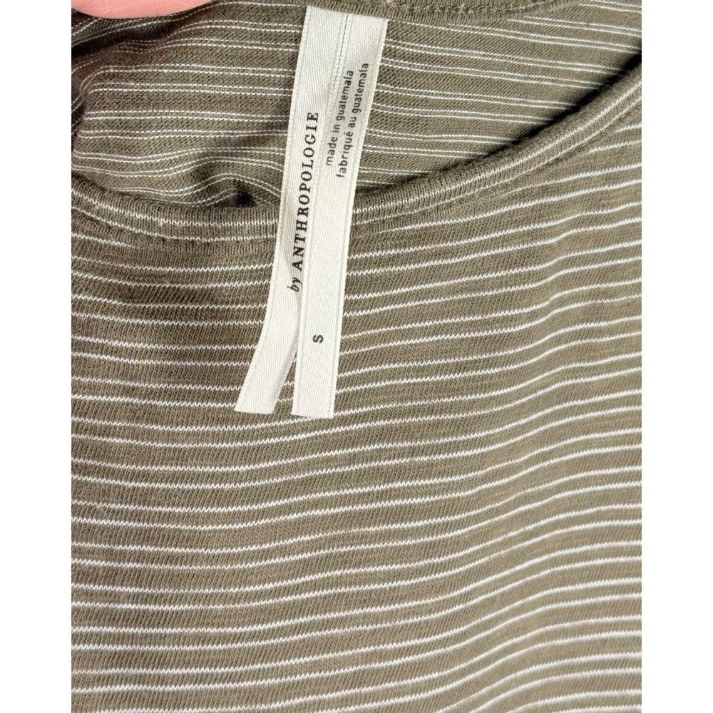 Anthropologie Striped Ruffle Peplum Cami Tank Top Olive Green Small - Picture 7 of 8
